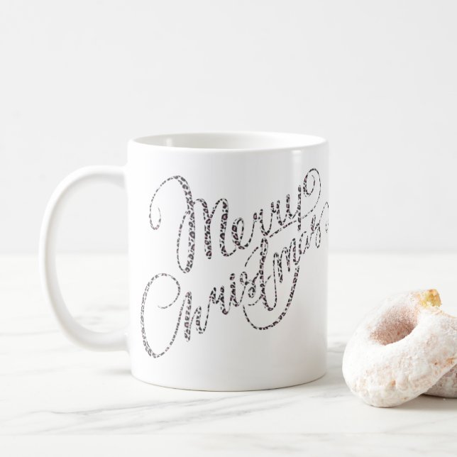 Merry Christmas - Pink Leopard Print Mug (With Donut)