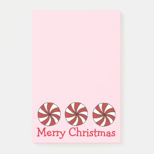 Merry Christmas Pink Peppermint Mint Hard Candy Post_it Notes