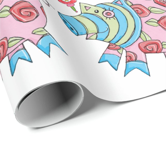 Merry Christmas Pink Pig Wrapping Paper (Roll Corner)