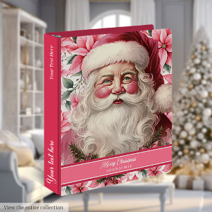 Merry Christmas Pink Santa Claus Planner Binder