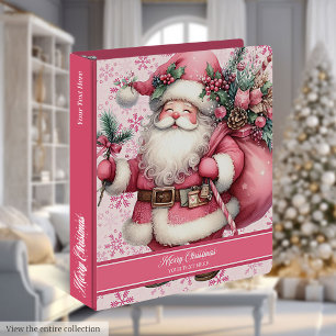 Merry Christmas Pink Santa Claus Recipe Binder