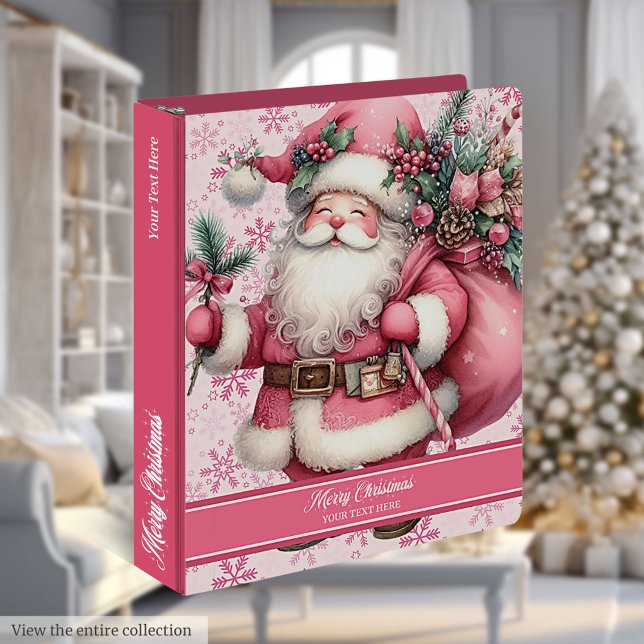 Merry Christmas Pink Santa Claus Recipe Binder (Merry Christmas Pink Santa Claus Recipe Binder)
