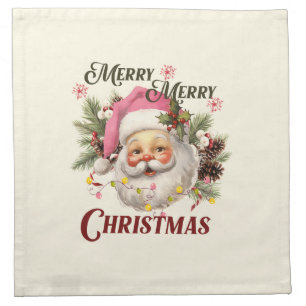 Merry Christmas - Pink Santa Cloth Napkin