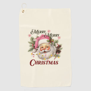 Merry Christmas - Pink Santa Golf Towel
