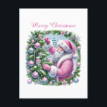 Merry Christmas Pink Santa Holiday Postcard<br><div class="desc">Merry Christmas Pink Santa Holiday Postcard</div>