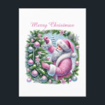 Merry Christmas Pink Santa Holiday Postcard<br><div class="desc">Merry Christmas Pink Santa Holiday Postcard</div>
