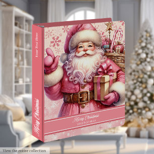 Merry Christmas Pink Santa Memory Album Binder
