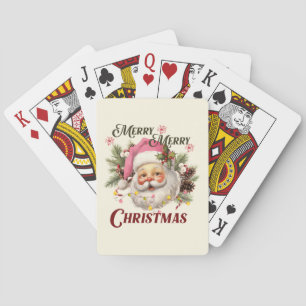 Merry Christmas - Pink Santa Poker Cards