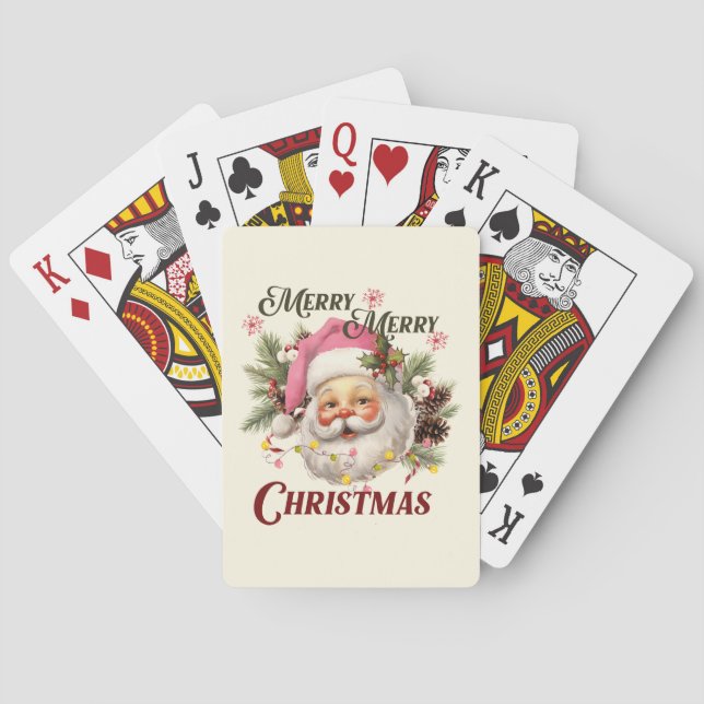 Merry Christmas - Pink Santa Poker Cards (Back)