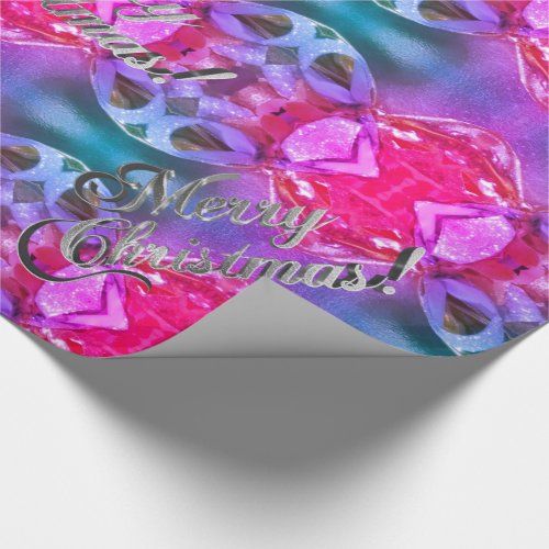 Merry Christmas Pink Silver Script Elegant Chic Wrapping Paper