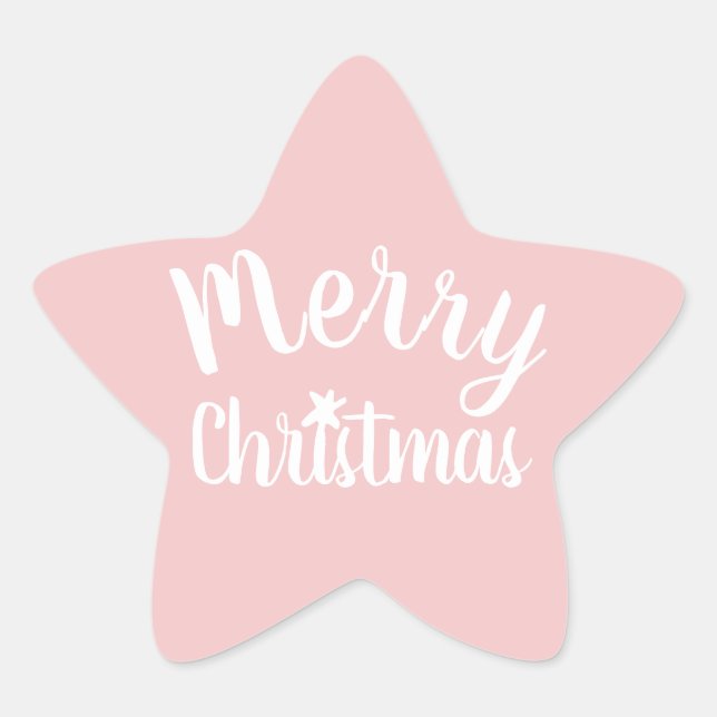 Merry Christmas Pink Star Sticker (Front)