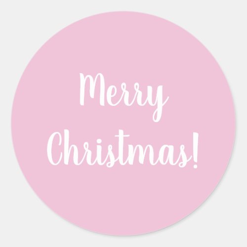 Merry Christmas Pink Typography Classic Round Sticker
