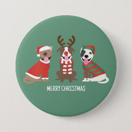 Merry Christmas Pit Bull Dogs Button