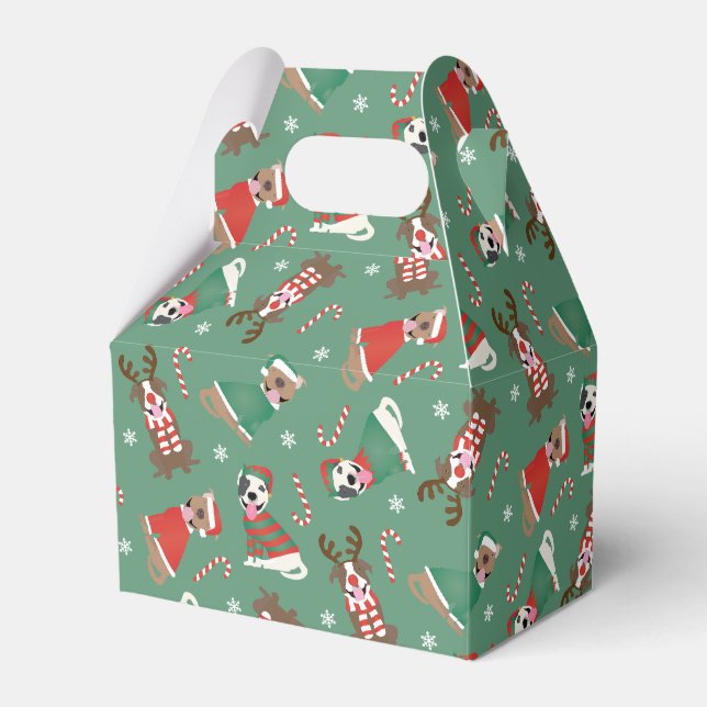 Merry Christmas Pit Bull Dogs Favor Boxes (Front Side)