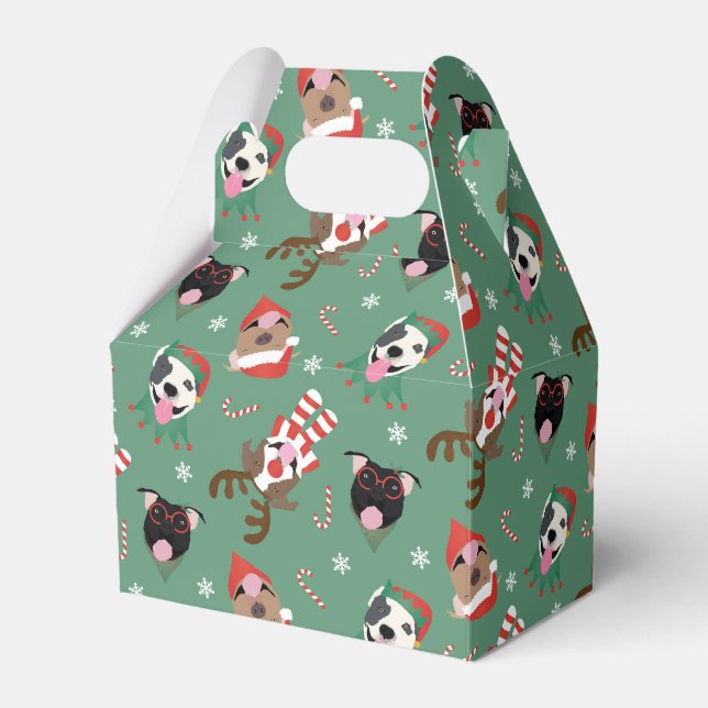 Merry Christmas Pit Bull Dogs Favor Boxes (Front Side)