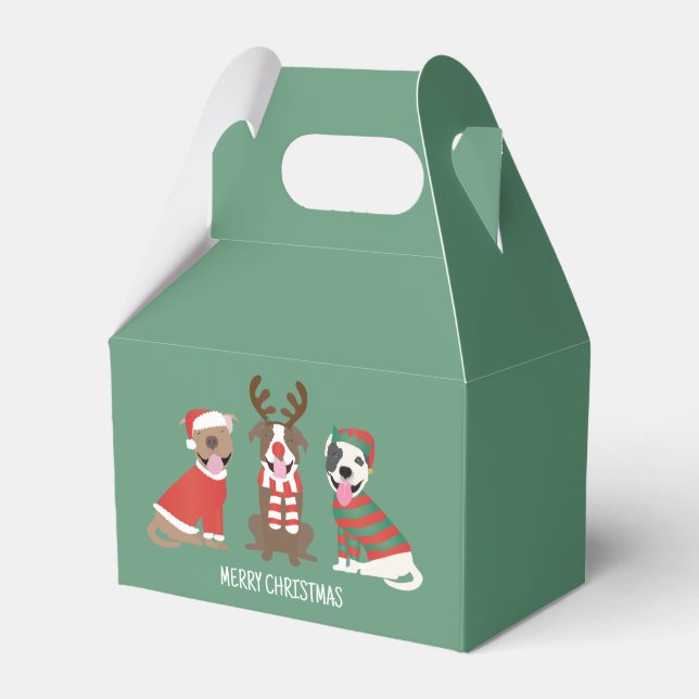 Merry Christmas Pit Bull Dogs Favor Boxes (Front Side)