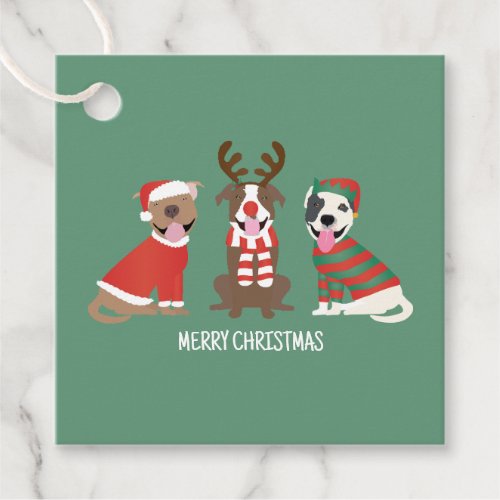 Merry Christmas Pit Bull Dogs Favor Tags