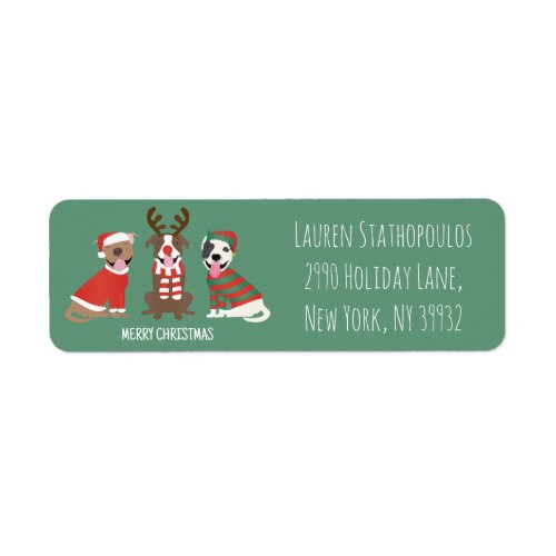 Merry Christmas Pit Bull Dogs Label