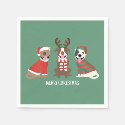 Merry Christmas Pit Bull Dogs Napkins
