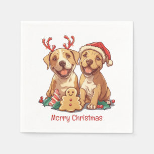 Merry Christmas Pit Bull Dogs Napkins