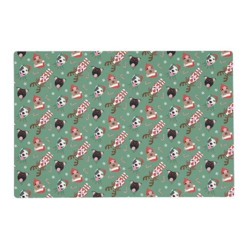 Merry Christmas Pit Bull Dogs Placemat