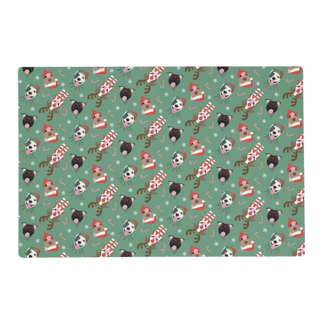 Merry Christmas Pit Bull Dogs Placemat (Front)