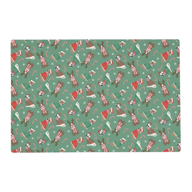 Merry Christmas Pit Bull Dogs Placemat (Front)