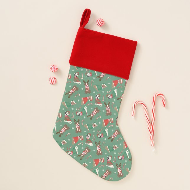 Merry Christmas Pit Bull Dogs Stocking (Front)