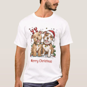 Merry Christmas Pit Bull Dogs T-Shirt