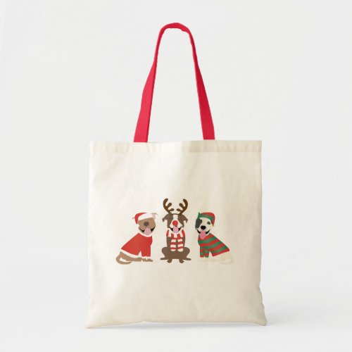 Merry Christmas Pit Bull Dogs Tote Bag