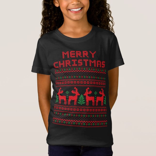 MERRY CHRISTMAS PIXEL ART STYLE T-Shirt (Front)