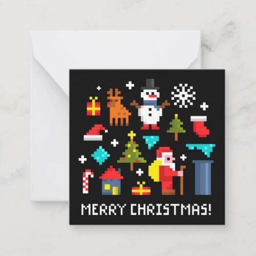 Merry Christmas pixel cartoons Note Card