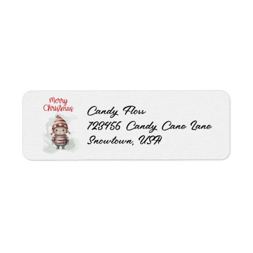 Merry Christmas Pixie red white Watercolor Elf Label
