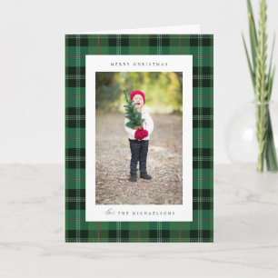 Merry Christmas Plaid ADD YOUR FAMILY PHOTO Holi Holiday Card