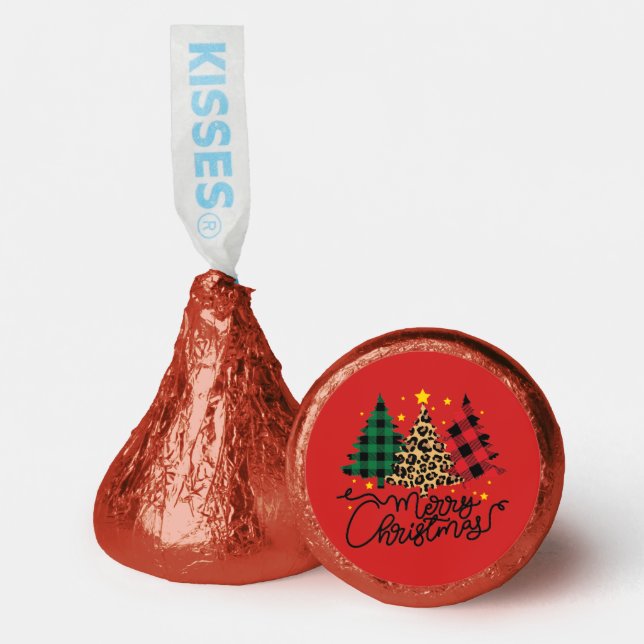 Merry Christmas Plaid & Animal Print Trees Hershey®'s Kisses® (Front)