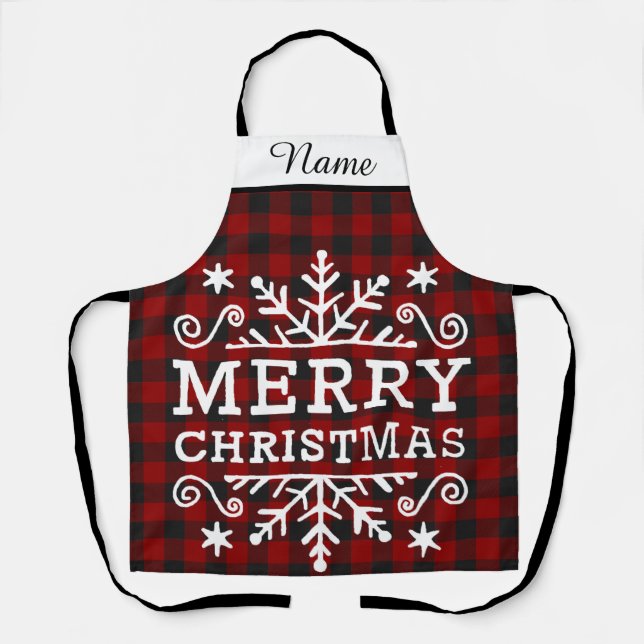 Merry Christmas plaid Apron (Front)