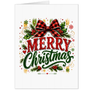 Merry Christmas Plaid Bow Card