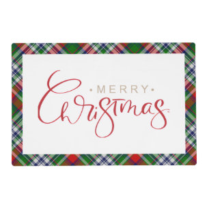 Merry Christmas Plaid Christmas Placemat