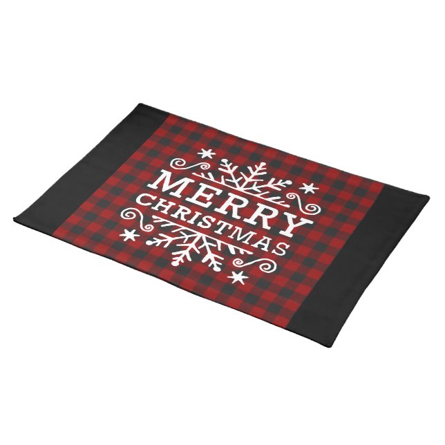 Merry Christmas plaid Cloth Placemat (On Table)