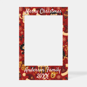 Merry Christmas Plaid Crimson Christmas Family Selfie Frame