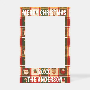 Merry Christmas Plaid Family Photo Selfie Frame