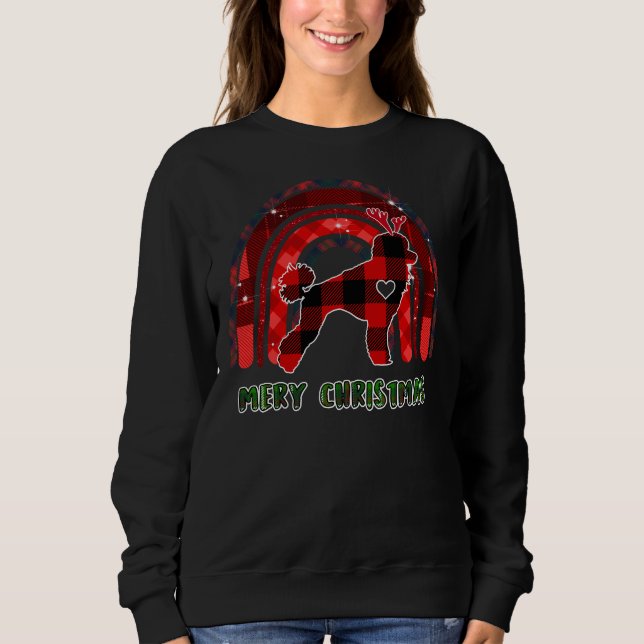 Merry Christmas Plaid  Funny Poodle Dog Christmas  Sweatshirt (Front)