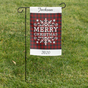Merry Christmas plaid Garden Flag