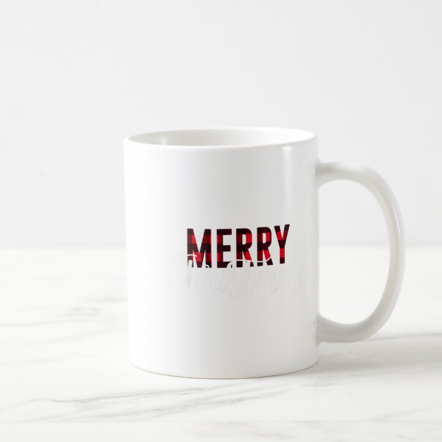 Merry Christmas Plaid Graphic Christmas Letter Pri Coffee Mug (Right)