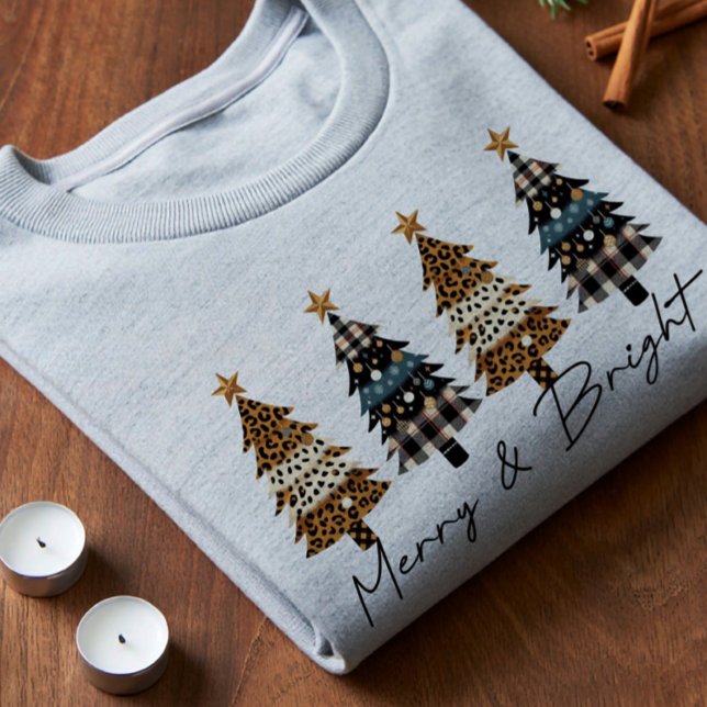 Merry Christmas Plaid & Leopard Print Tri-Blend Shirt (Creator Uploaded)
