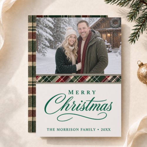 Merry Christmas Plaid Merry Christmas Letterpress Photo Cards