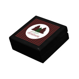Merry Christmas Plaid Pattern Christmas Tree Gift Box