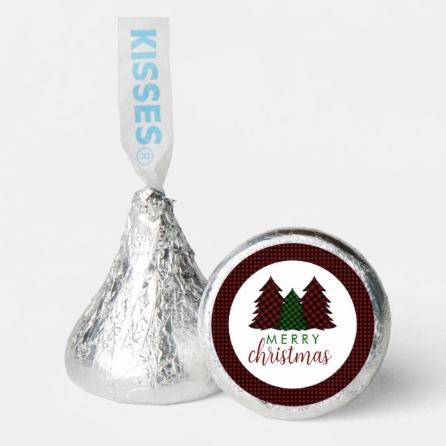 Merry Christmas Plaid Pattern Christmas Tree Hershey®'s Kisses® (Front)