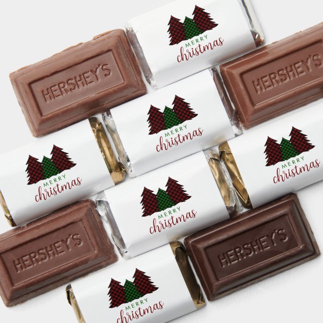 Merry Christmas Plaid Pattern Christmas Tree Hershey's Miniatures (Assorted)
