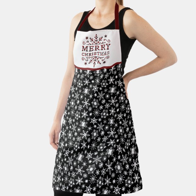Merry Christmas plaid snowflake Apron (Insitu)